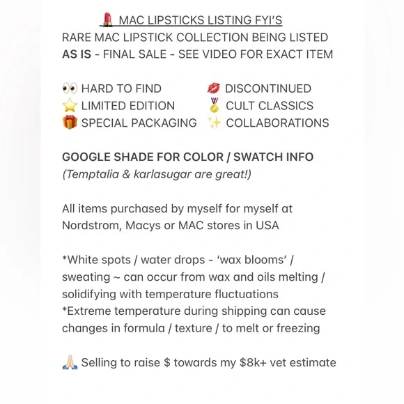 NWOB Fashion Pack MAC Mineralized Rich Lipstick Limited Edition